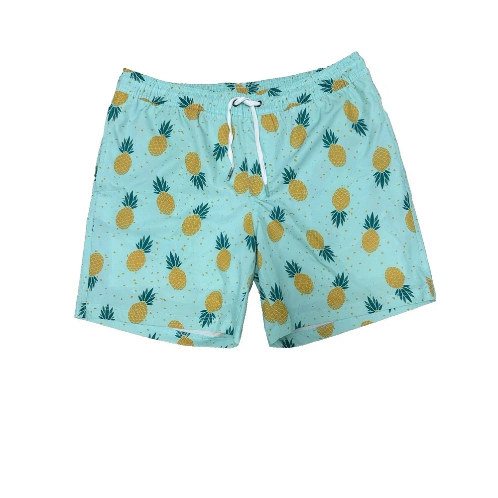 Members Mark All Over Print, Men's Large, Green Yellow, Pineapples, Swim Trunks